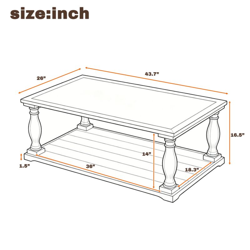 Wiskab Farmhouse Rectangular Coffee Table image number 8