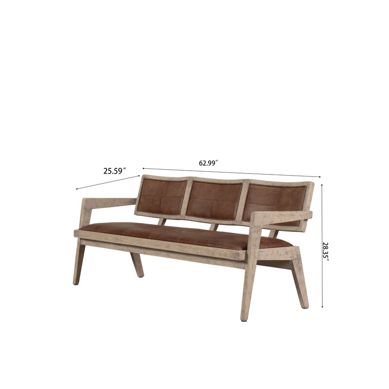 Solid Wood Accent Bench in Weathered Natural image number 2
