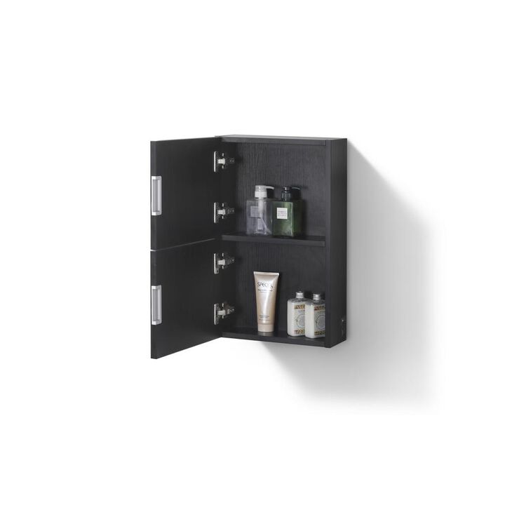 Kubebath 14 Wide by 24 High Linen Side Cabinet With One Door in Black Wood Finish