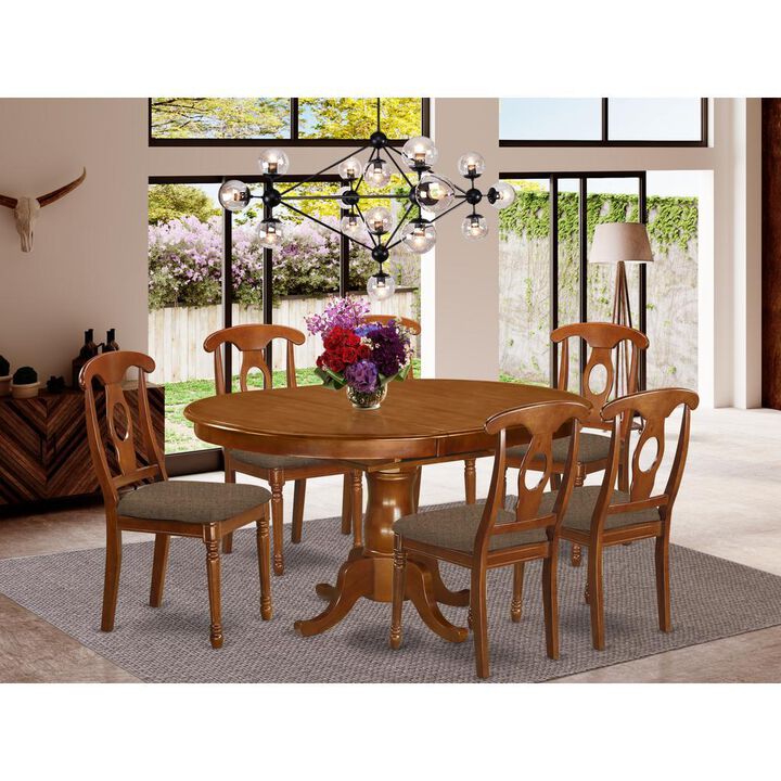 7 Pc Dining room set-and Oval Dining Table with Leaf and 6 Dining Chairs
