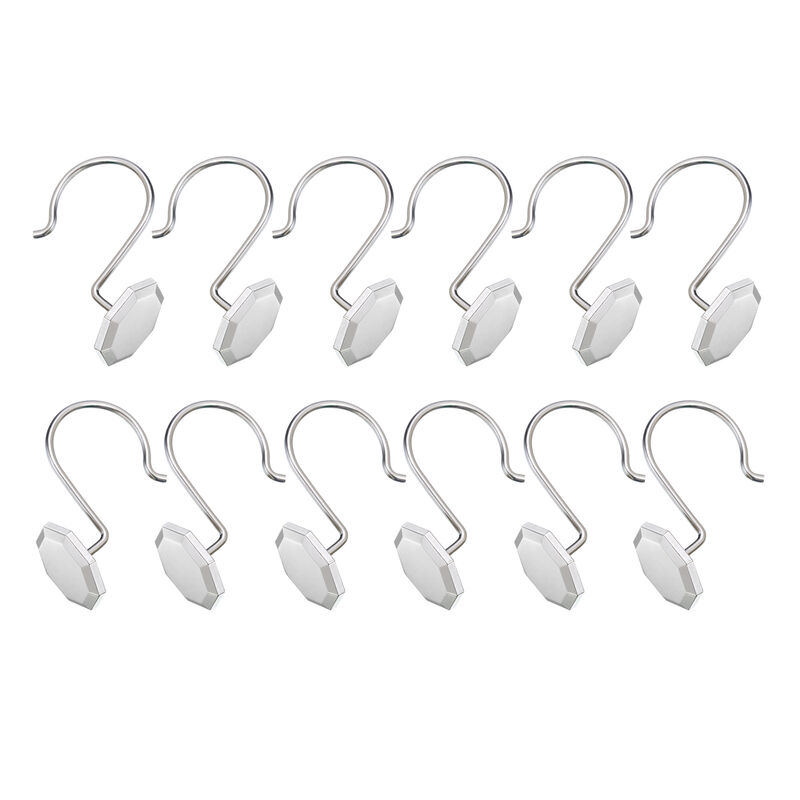 Zinc Shower Curtain Hooks, Set of 12 image number 2