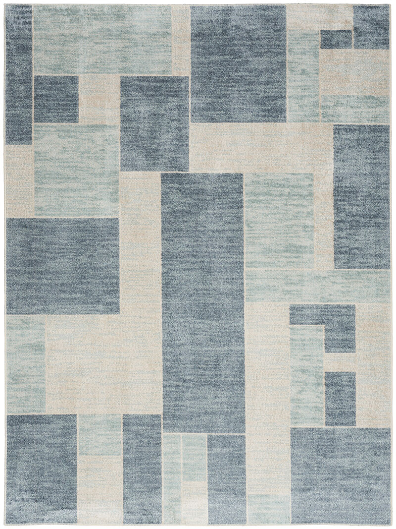 Astra Machine Washable ASW09 Blue/Ivory 9' x 12' Rug