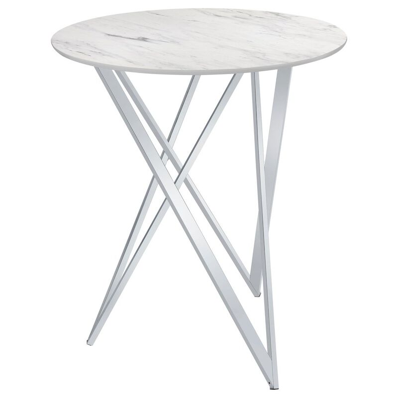 Coaster Co. of America Bexter Round 35-inch Faux Marble Bistro Bar Table Chrome