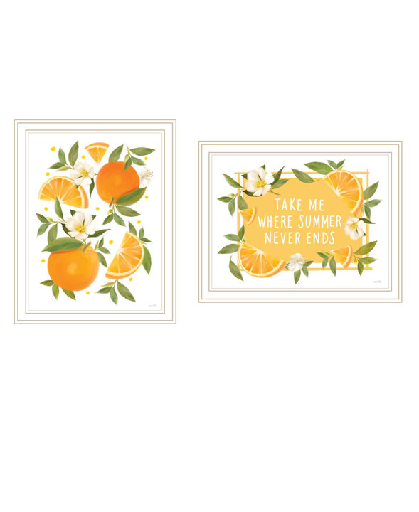 HomeRoots Set Of Two Take Me Where Summer Never Ends White Framed Wall Art