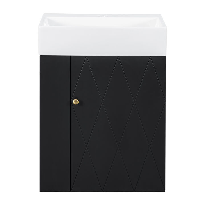 Whisen 20 Inch Bathroom Vanity with Ceramic Sink, MDF Construction, Modern Cabinet with Storage for Bathroom