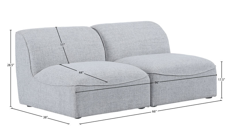 Meridian Furniture Miramar Grey Durable Linen Textured Modular Sofa