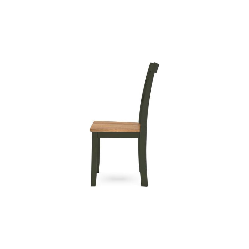 Gasy Dining Side Chair Set of 2, Dark Green Solid Wood, Contoured Seat - Benzara