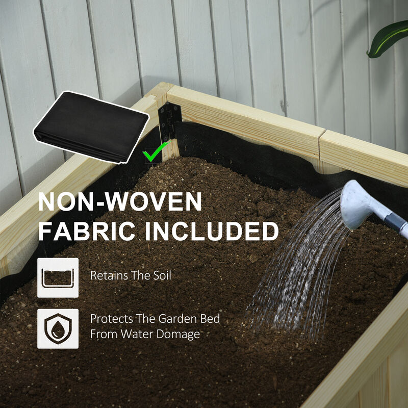 Hivvago Space-Saving Raised Planter Box with Liner and Drainage image number 6