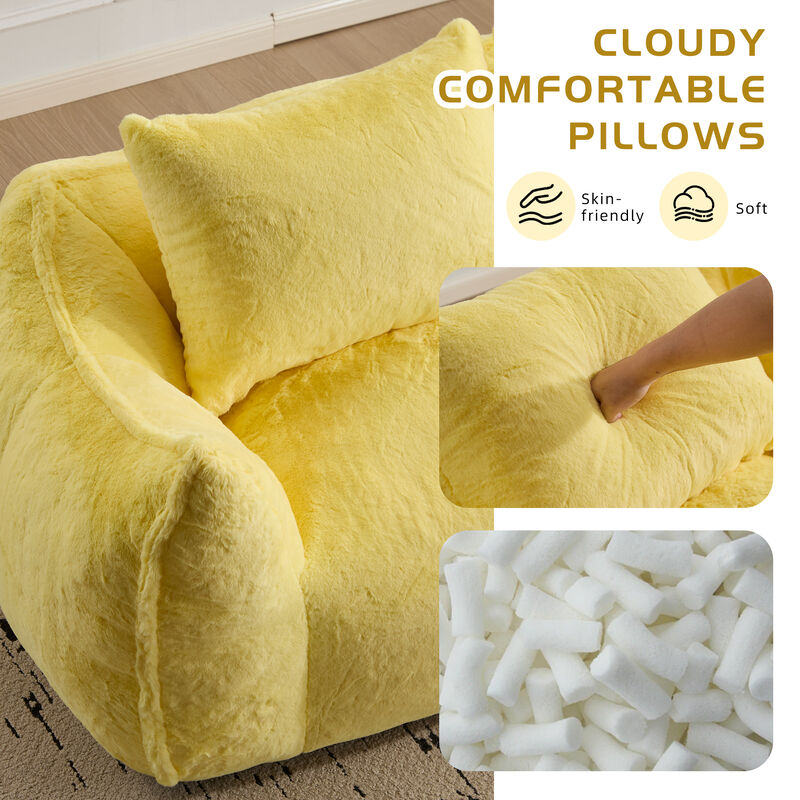 Whisen Giant Bean Bag Couch Ultra Soft Fluffy Loveseat Oversized Chase Lounge Chair with Pillows image number 6