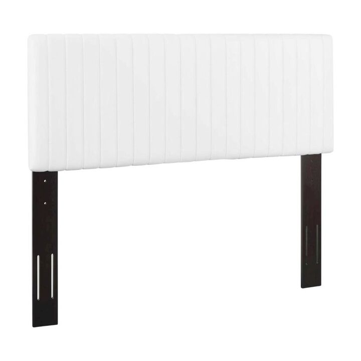 White Faux Leather Headboard with Padded Upholstery and Sturdy Frame