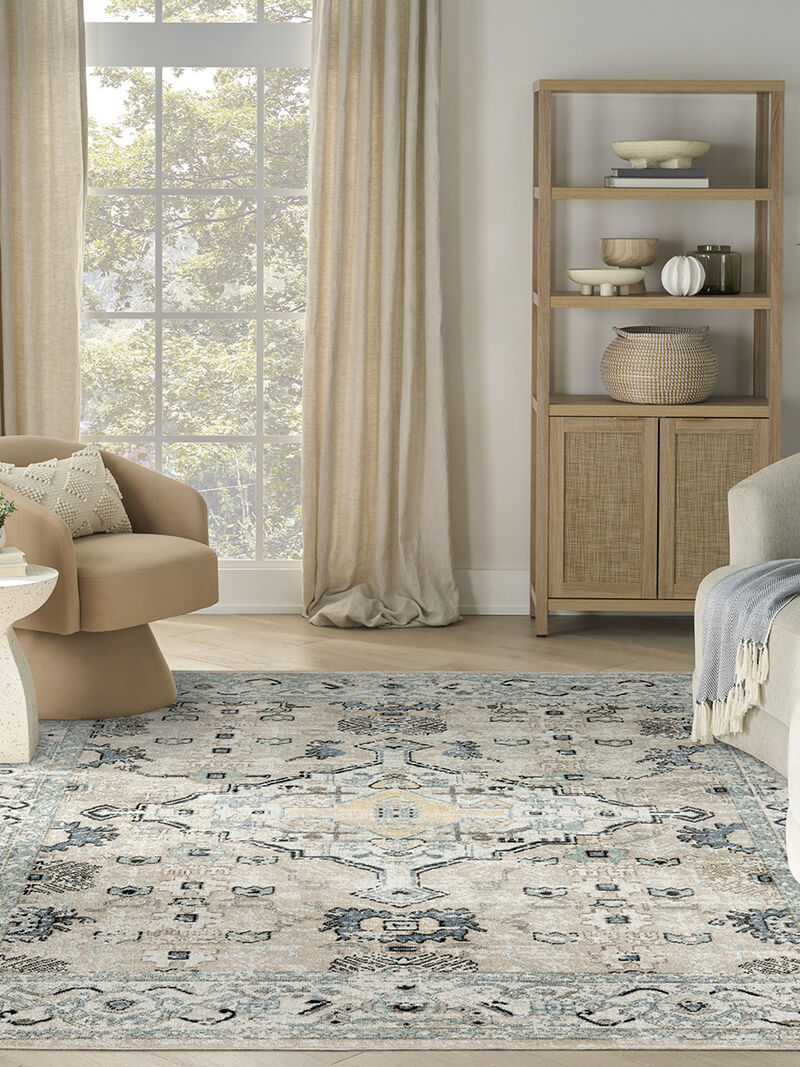 Washable Decor WSD12 Taupe/Blue 7'10" x 10' Rug