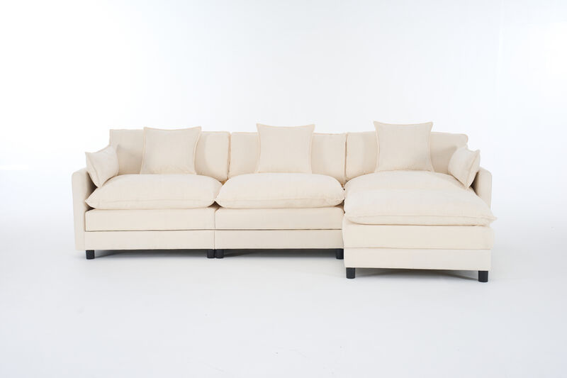 TATEUS 4-Seat L Shaped Modern Sofa Modular Sectional