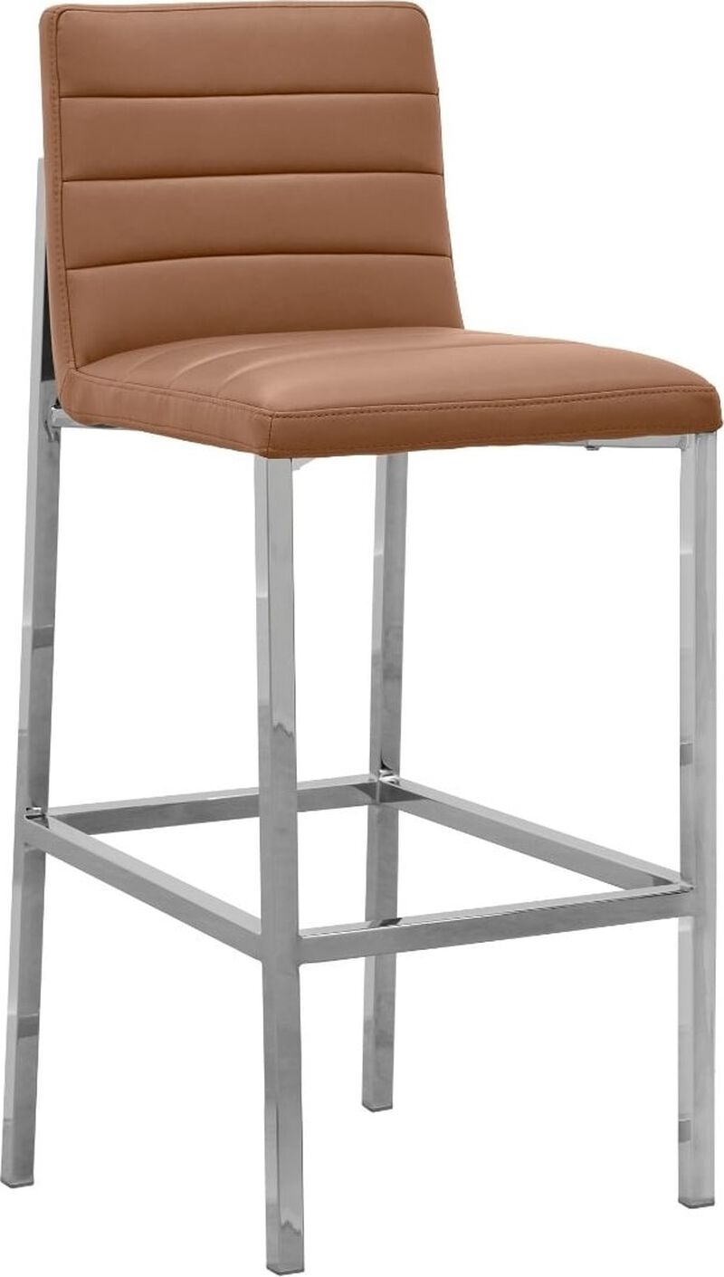 Amalfi Metal Back Bar Stool in Cognac Leather - Set of 2 image number 0