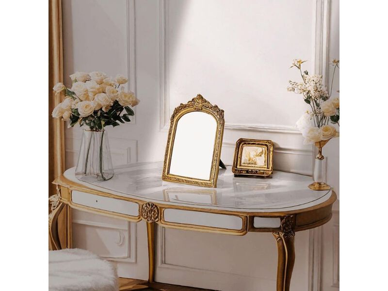 Vintage Gold Vanity Makeup Mirror Decorative Table Mirror for Dresser 10x7 Inches image number 1