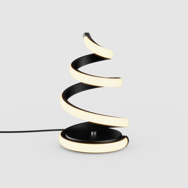 Spiral 12W LED Table Lamp 16 in. - 3000K Warm White - Touch Dimming in Matte Black