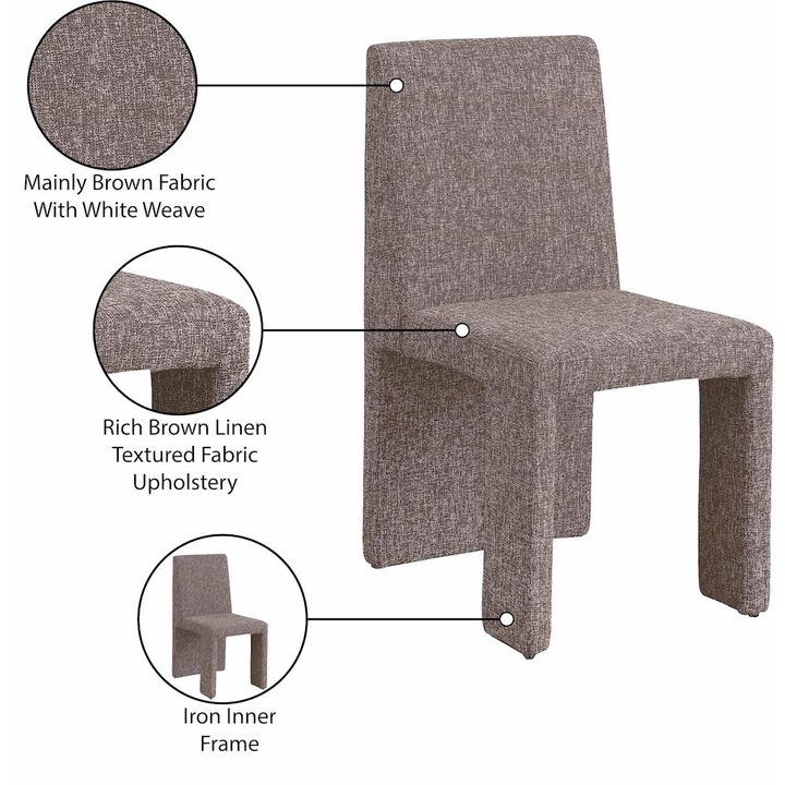 Meridian Furniture Benson Brown Linen Textured Fabric Dining Chair, Set of 2