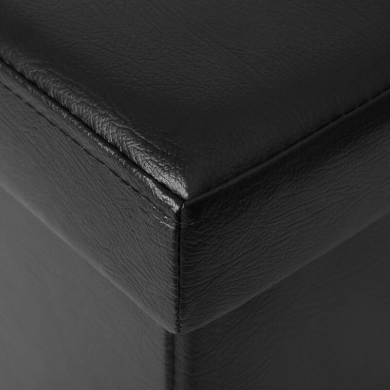 43" L Folding Storage Ottoman Bench with Flipping Lid - Faux Leather Storage Chest with Iron Frame Support