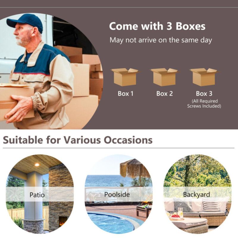 Hivvago 4 Pieces Patio Rattan Furniture Set with Tempered Glass Coffee Table