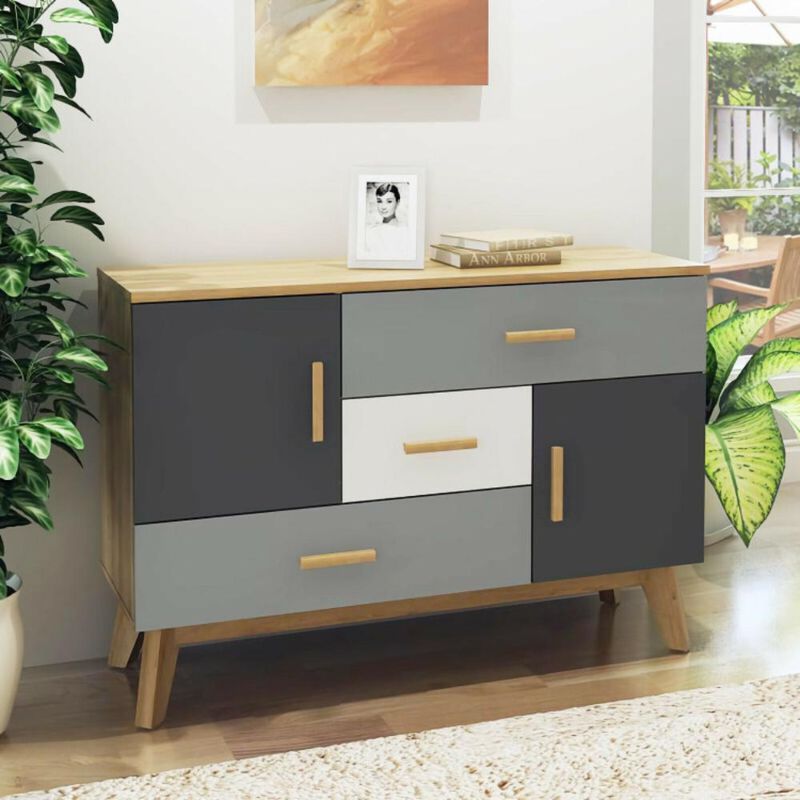 Hivvago Free-standing Storage Floor Cabinet with 2 Doors and 3 Drawers