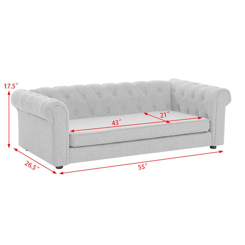 Elevated Dog Sofa Bed, 55 Inch Durable Linen Fabric Pet Couch for Big and Oversized Dogs image number 3
