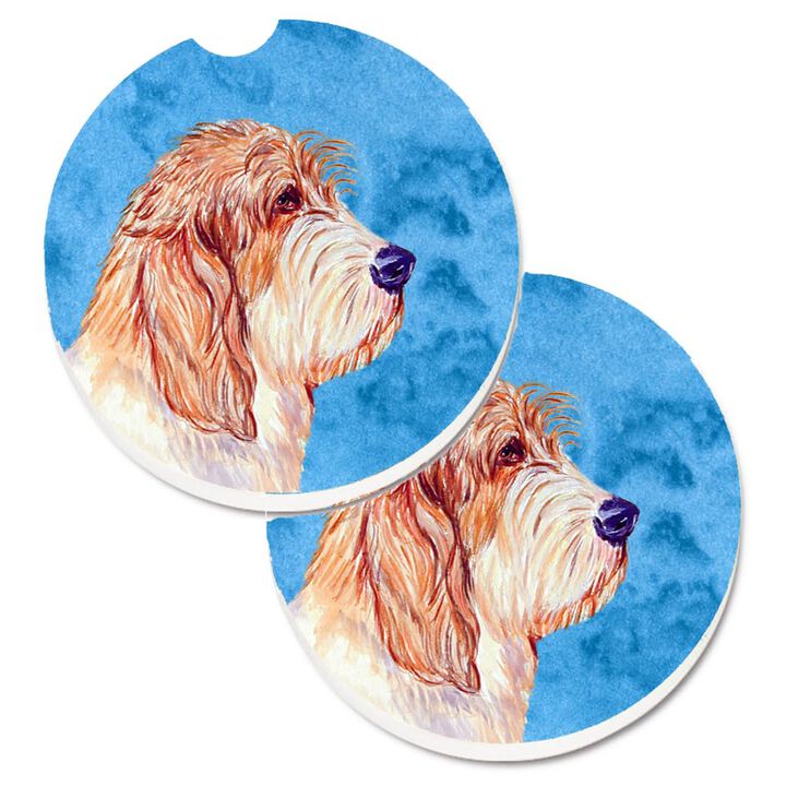 Caroline's Treasures Blue Petit Basset Griffon Vendeen Set of 2 Cup Holder Car Coasters LH9397BUCARC, 2.56, Multicolor