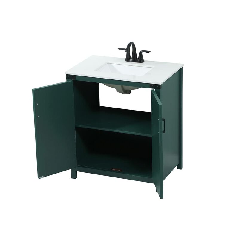 Elegant Kitchen and Bath 30 inch Single bathroom vanity in green