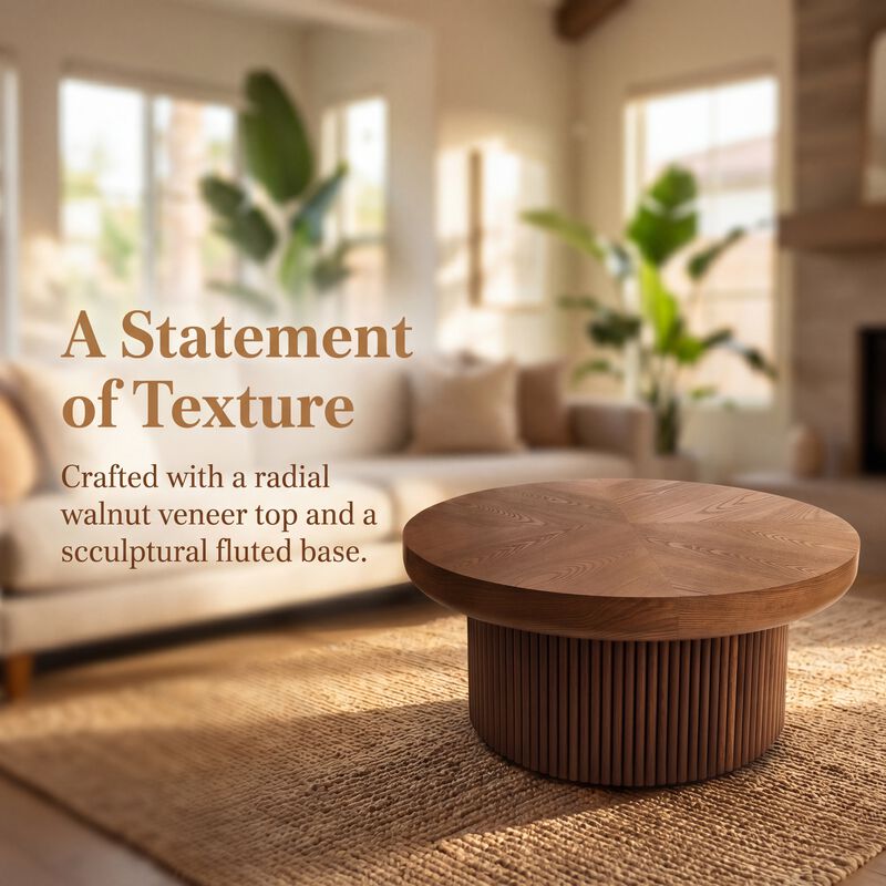 Stakda Round Fluted Coffee Table image number 4