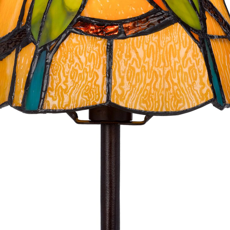 Eli 13 Inch Accent Lamp, Painted Avian Pair Tiffany Style Shade, Multicolor image number 2