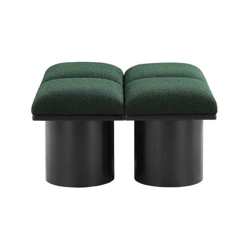 Meridian Furniture Pavilion Green Boucle Fabric Bench