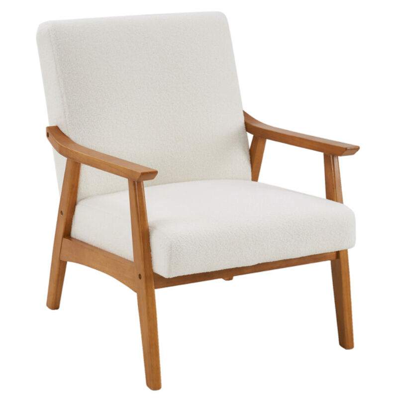 Modern Teddy Velvet Single Lounge Chair with Wooden Armrests