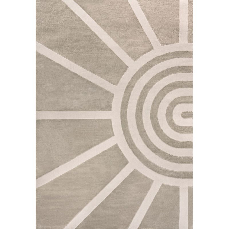 Aelius MidCentury Scandinavian Abstract Sun Two-Tone High-Low Area Rug
