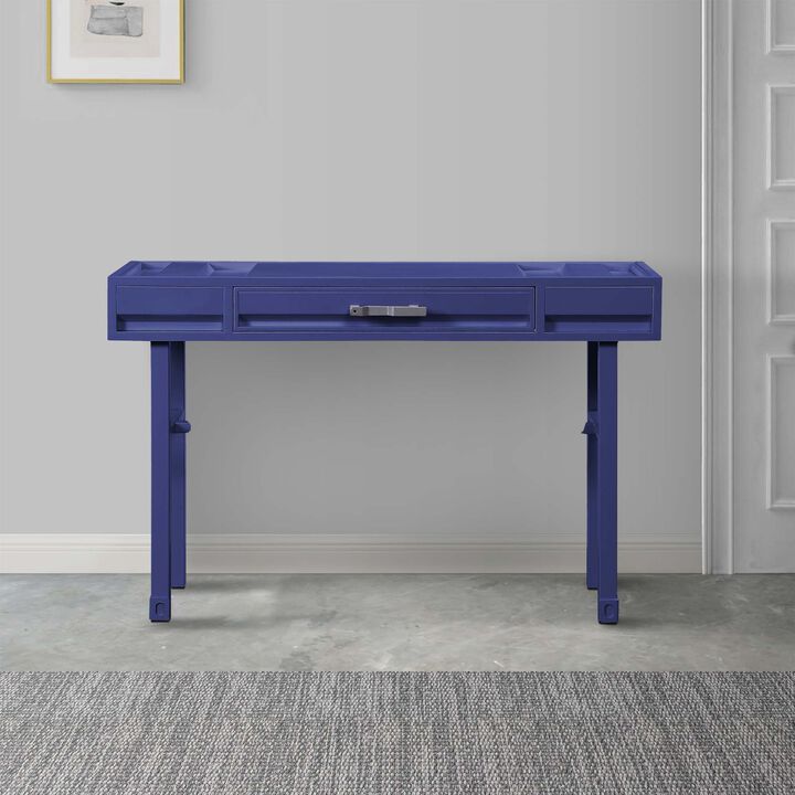 Industrial Style Metal and Wood 1 Drawer Vanity Desk, Blue