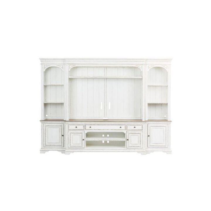 Liberty Furniture Magnolia Manor Entertainment Center with Piers in Antique White