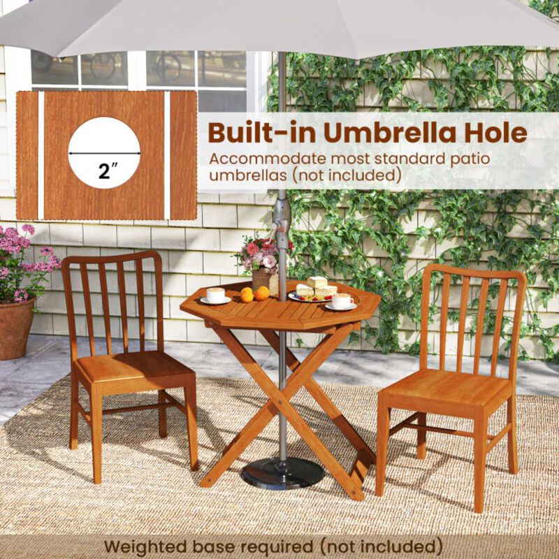 Hivvago Octagon Folding Patio Table with 2 Inches Umbrella Hole