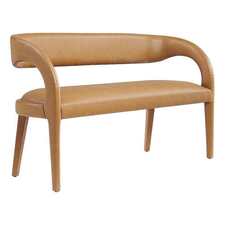 Modway Pinnacle Vegan Leather Accent Bench in Tan