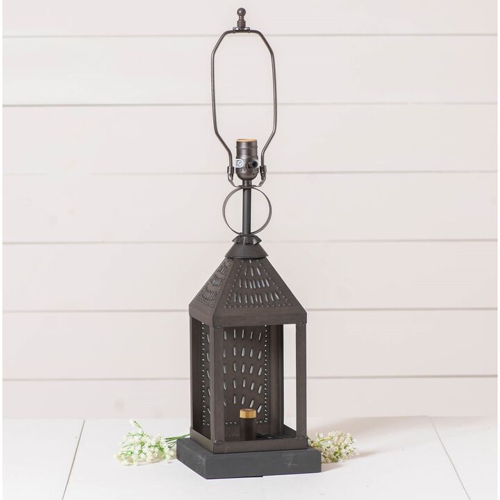 Irvins Country Tinware Valley Forge Lamp Base In Kettle Black Tin