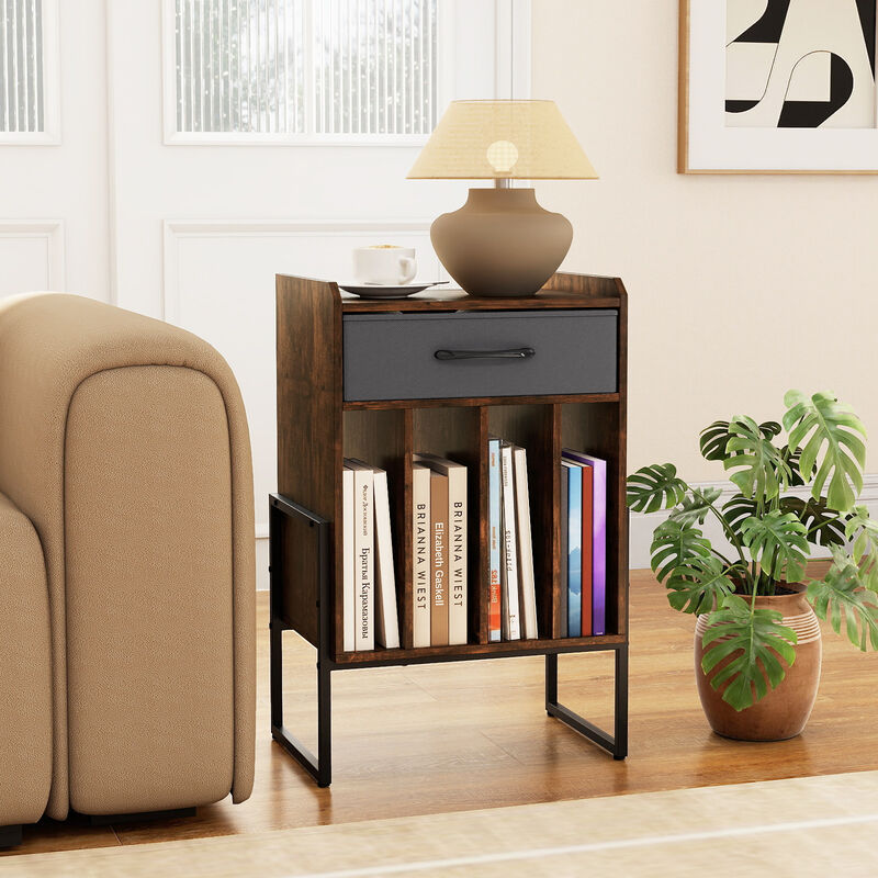 Record Player Stand with Storage Drawer and Vinyl Record Holder image number 7