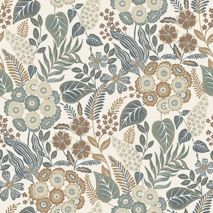 Karuna Classical Floral All-over Blue Wallpaper KRA76601