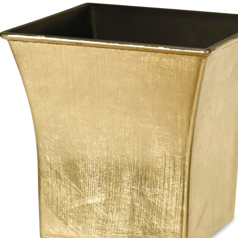 HomeRoots 7" Gold Recycled Plastic Indoor Outdoor Square Pot Planter image number 4
