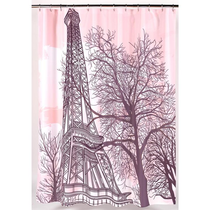 Carnation Home Fashions "Tour Eiffel" Heavier Weight 100% polyester Fabric shower curtain - Multi 70x72"