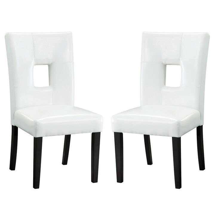 Modern Dining Side Chair with Upholstered Seat and Back, White, Set of 2 - Benzara