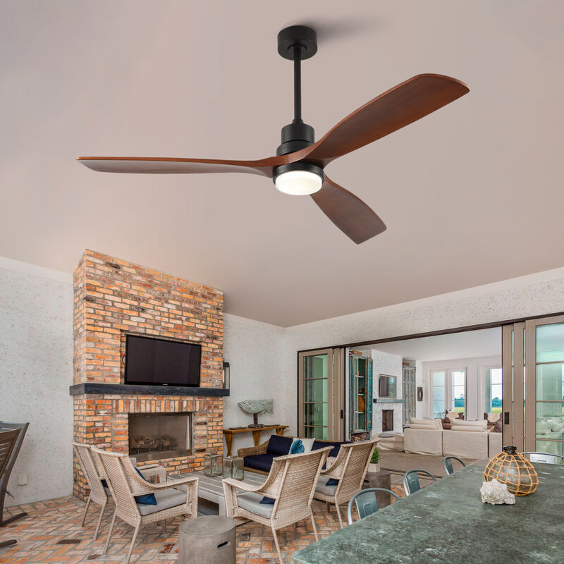 ELEMENT ACE 60 Inch Modern Ceiling Fan With Dimmable LED Light and Remote Control Featuring Solid Wood Blades image number 1