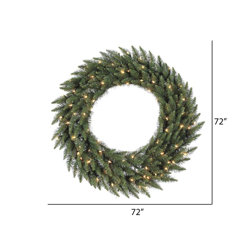Vickerman 72" Camdon Fir Artificial Christmas Wreath, Warm White LED Mini Lights - Faux Holiday Wreath - Indoor Seasonal Home Decor image number 2