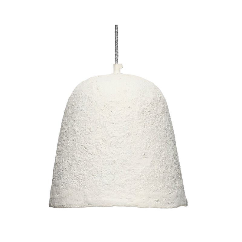 Zoe 96 Inch Pendant Chandelier, Modern Bell Shape Paper Mache, Beige - Benzara image number 0