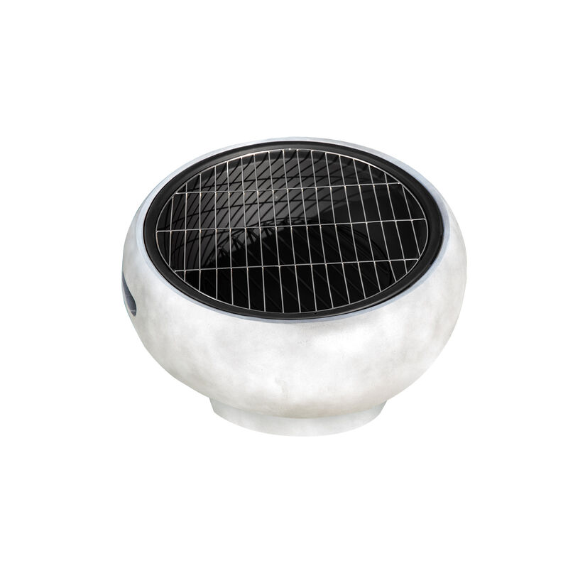Outdoor Round Faux Concrete Wood Burning Fire Pit with Accessories, Gray image number 2