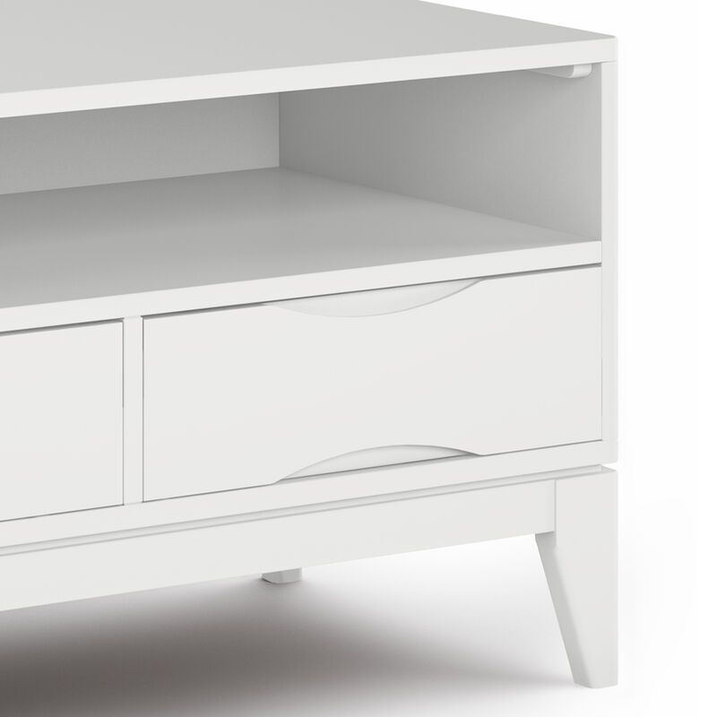 Harper SOLID HARDWOOD 60 inch Wide Mid Century Modern TV Media Stand in White For TVs up to 65 inches