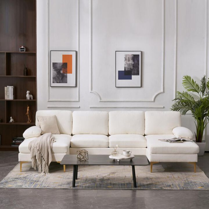 U-Shaped 4-Seat Modular Sofa – Spacious Indoor Seating for Living Room with Customizable Configuration