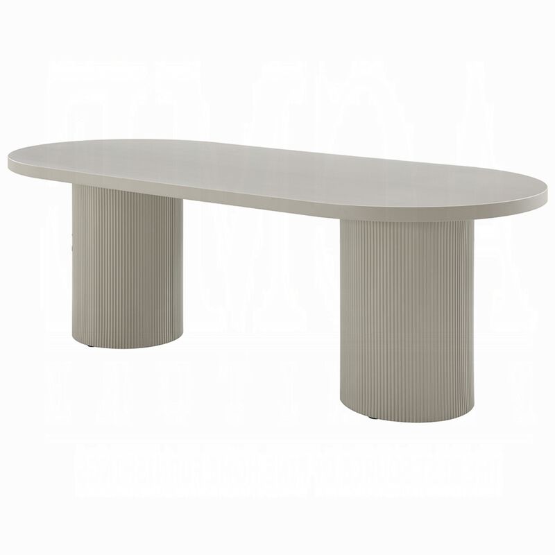 Liela Oval Dining Table, Double Pedestal Base, Bone White 87 Inch