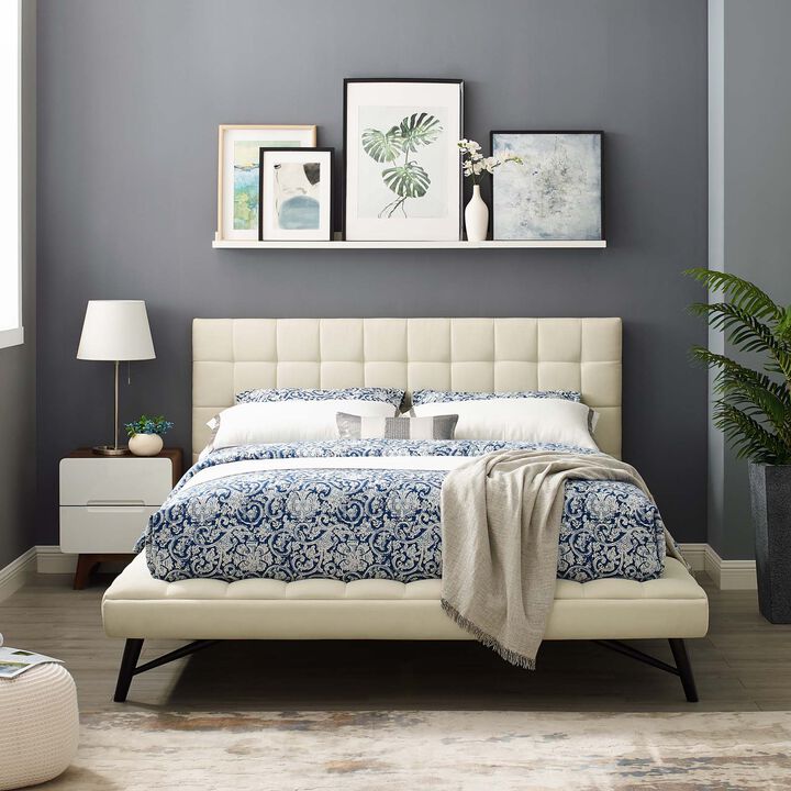 Modway - Julia Queen Biscuit Tufted Upholstered Fabric Platform Bed