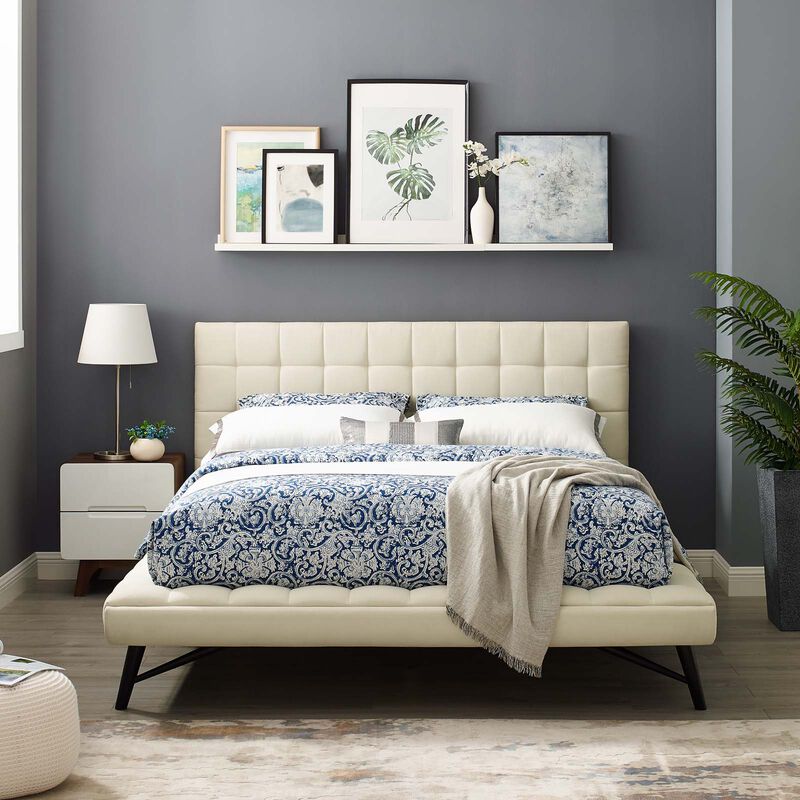 Modway - Julia Queen Biscuit Tufted Upholstered Fabric Platform Bed image number 1